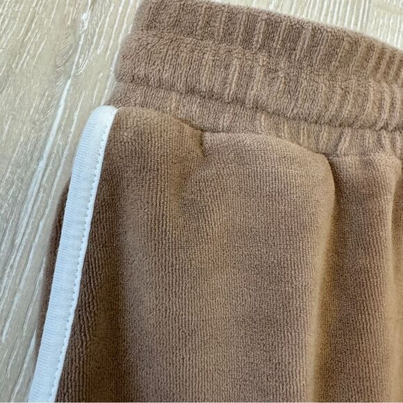 ASOS Velour Tan and White Drawstring Shorts Size Small - Picture 2 of 7